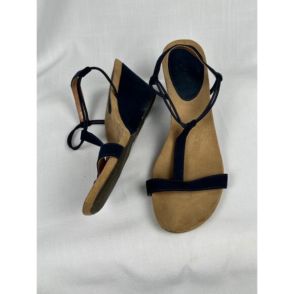 Women's mulan wedge sandals for Macy's size 10M Navy suede worn once - Picture 1 of 5
